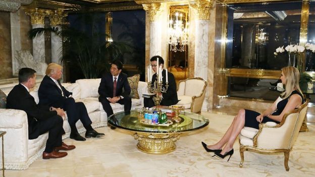 Donald Trump y Shinzo Abe en Nueva York